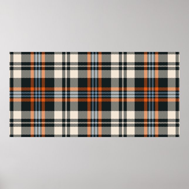 Kariertes Tartan-Muster Herbst in Schwarz, Orange, Poster (Vorne)