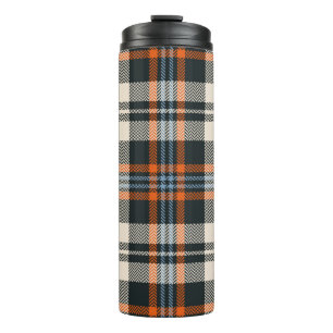 Kariertes Tartan-Muster Herbst in Schwarz, Orange, Thermosbecher