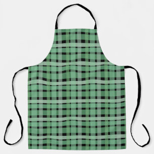 Kariertes Tartan-Muster in Grün auf Schwarz Schürze