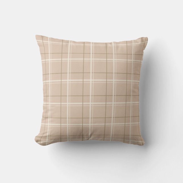 Kariertes Tartan-Neutral Kissen (Vorderseite)