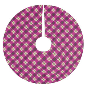Kariertes Tartan Rosa Lila geprüft Polyester Weihnachtsbaumdecke