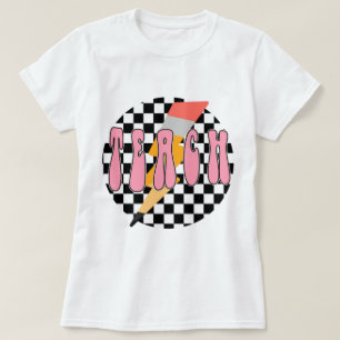 Kariertes Teach , Retro Bleistift Lehrer-Shirt,Neo T-Shirt