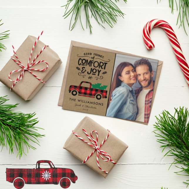 Kariertes Truck-Foto "Black and Red Buffalo" Weihn Postkarte (Von Creator hochgeladen)