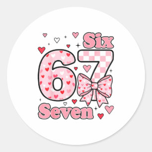 Kariertes Valentinsgruß Cute Six Seven 6 7 Meme-Te Runder Aufkleber