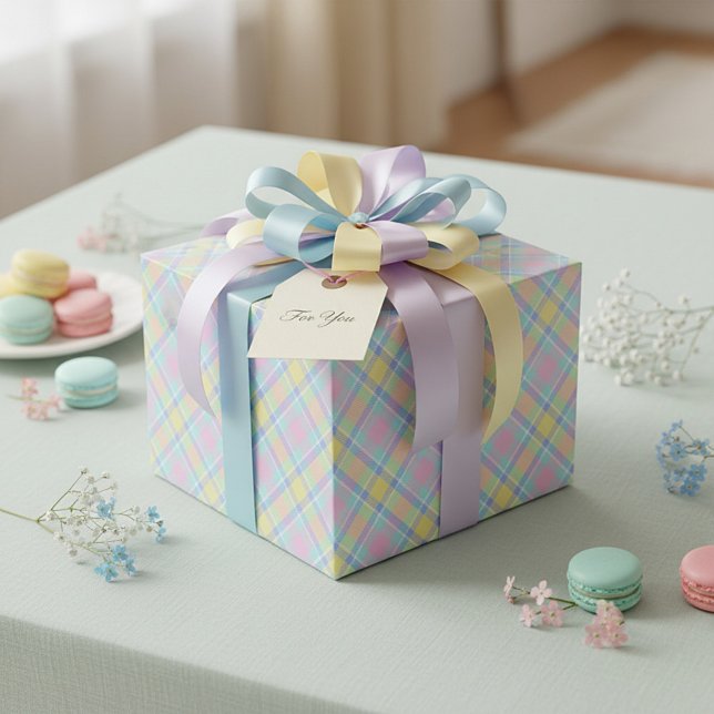Kariertes Verpackungspapier in Pastell Geschenkpapier (Von Creator hochgeladen)