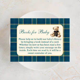 Kariertes Vintage-Teddybären-Baby-Shower-Buch-Wuns Begleitkarte
