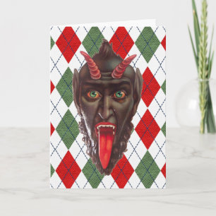 kariertes Weihnachts-Krampus Einladung