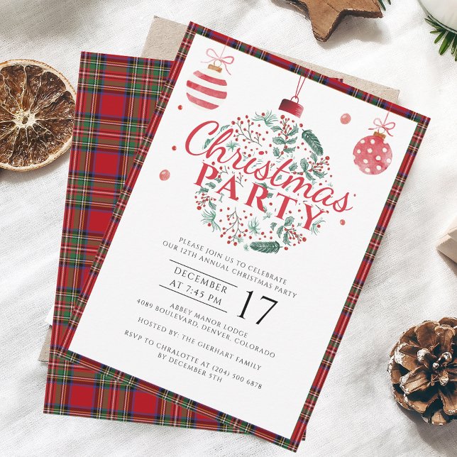 Kariertes Weihnachts-Party Elegant Stewart Tartan Einladung (Plaid Christmas Tartan Stewart Party Invitation)