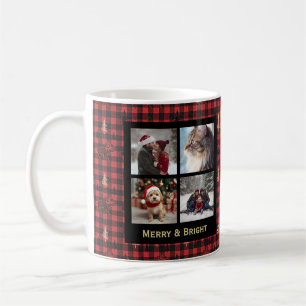 Kariertes Weihnachtsdesign in Rot und Schwarz im r Kaffeetasse