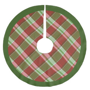 Kariertes Weihnachtsfest mit traditionellem Grün Polyester Weihnachtsbaumdecke