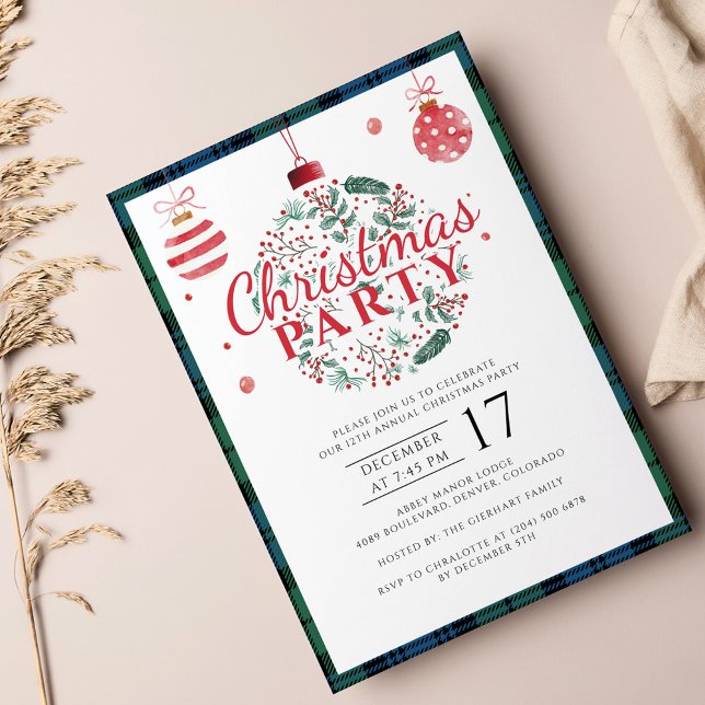 Kariertes Weihnachtsfest Party Rustic Campbell Tar Einladung (Plaid Rustic Clan Campbell Tartan Christmas Party Invitation)