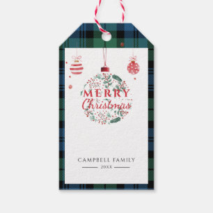 Kariertes Weihnachtsfest Party Rustic Campbell Tar Geschenkanhänger