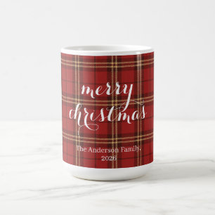 Kariertes Weihnachtsfest - Rotes Muster - Kaffeetasse