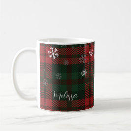 Kariertes Weihnachtsfest Snowflakes Muster Kaffeetasse