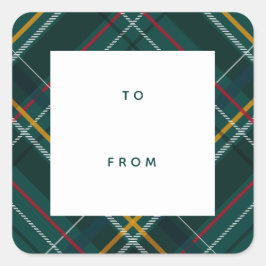 Kariertes Weihnachtsgeschenk für den Urlaub von Quadratischer Aufkleber