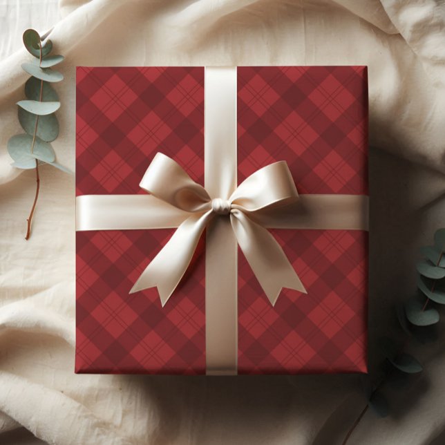 Kariertes Weihnachtsgeschenk Geschenkpapier Set (Rustic red plaid Christmas holiday gift wrap wrapping paper.)