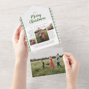 Kariertes Weihnachtsjournal Green 4 Foto Holiday All In One Einladung