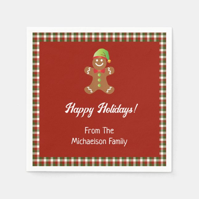 Kariertes Weihnachtskost Backen Weihnachten Serviette (Vorderseite)