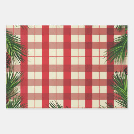 Kariertes Weihnachtsmuster Geschenkpapier Set