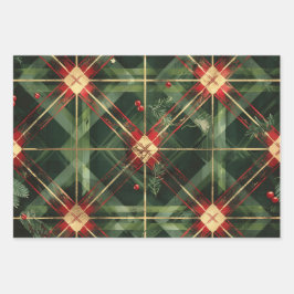 Kariertes Weihnachtsmuster Geschenkpapier Set