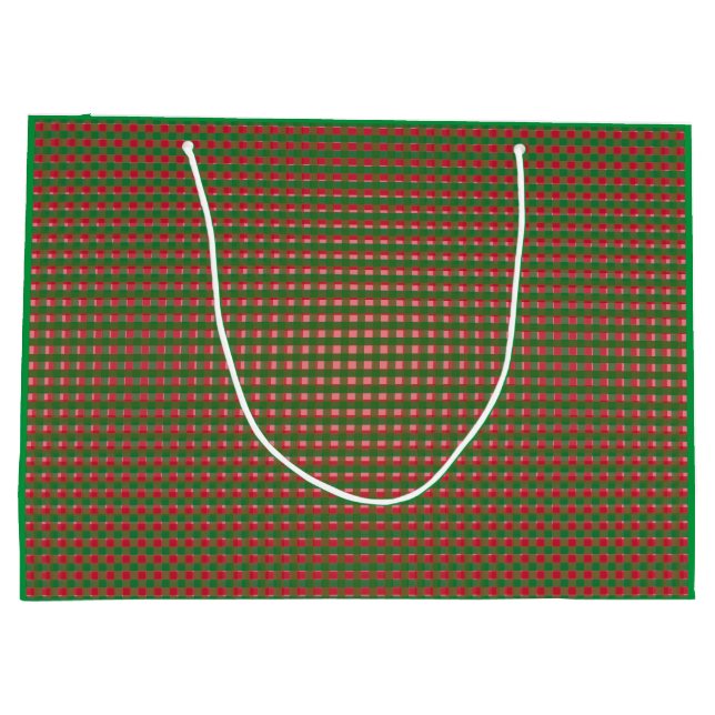 Kariertes Weihnachtsmuster Große Geschenktüte (Rückseite)