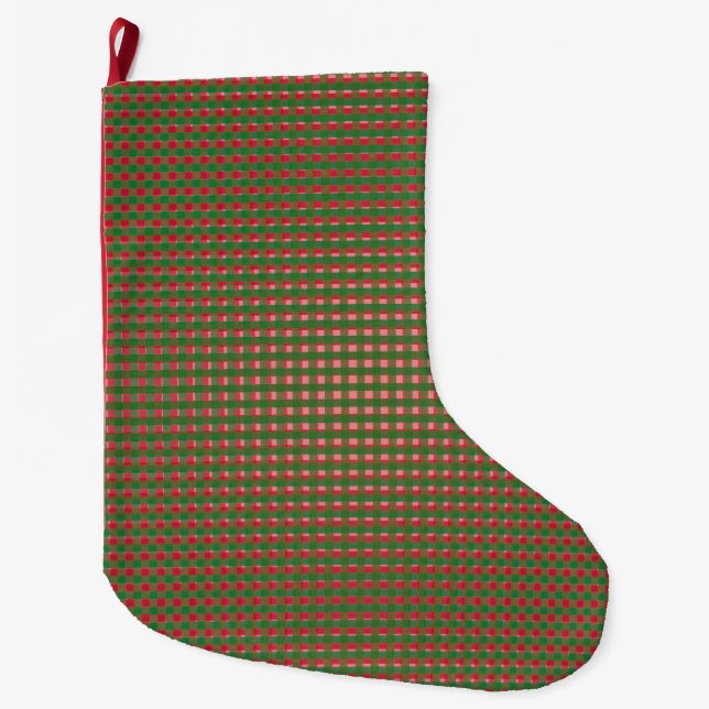 Kariertes Weihnachtsmuster Großer Weihnachtsstrumpf (Vorderseite)