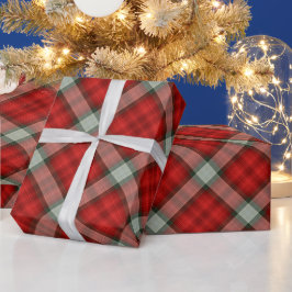 Kariertes Weihnachtsmuster in Rot und Grau Geschenkpapier