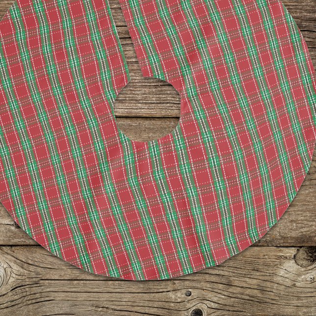 Kariertes Weihnachtsmuster in Rot und Grün Polyester Weihnachtsbaumdecke (Christmas holiday red and green simple classic tree skirt. )