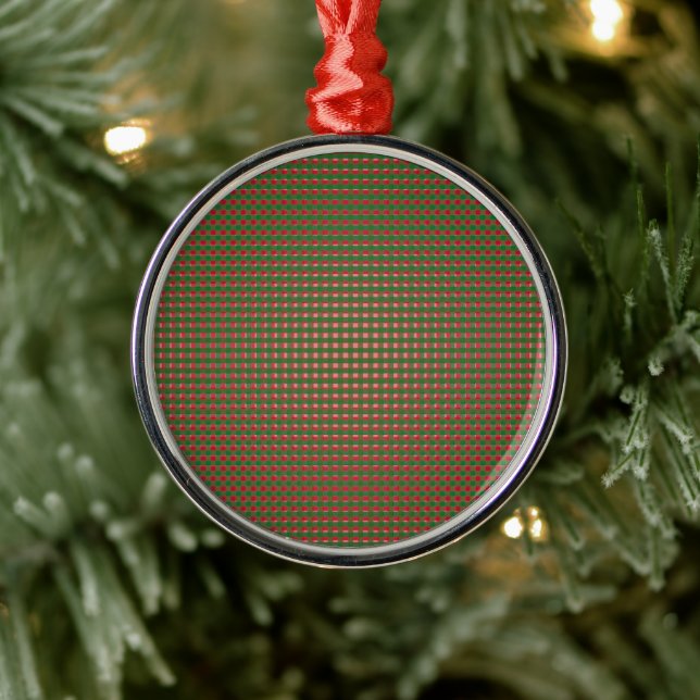 Kariertes Weihnachtsmuster Ornament Aus Metall (Baum)
