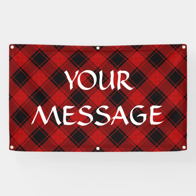 Kariertes Weihnachtsmuster rot und schwarz Banner (Horizontal)