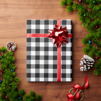Kariertes Weiß und Schwarz Buffalo Plaid Geschenkpapier