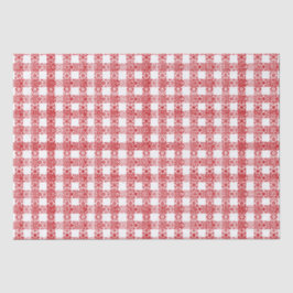 Kariertes, weißes Spitzen-Bauernhaus Weihnachten Seidenpapier