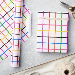 Kariertes Windows-Design mit weißem Hintergrund Geschenkpapier
