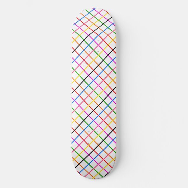 Kariertes Windows-Design mit weißem Hintergrund Skateboard (Vorderseite)