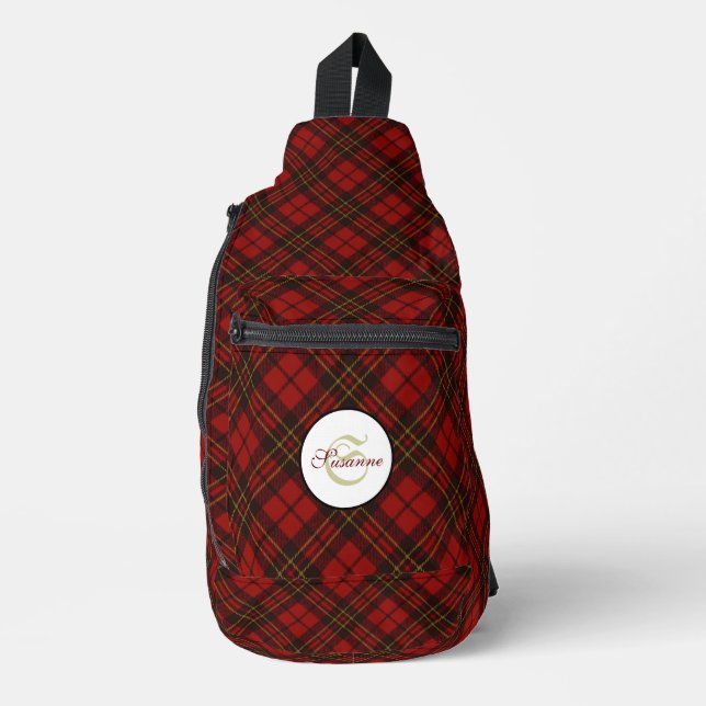 Kariertes Winterelegantes rotes Tartan-Muster Crossbody Bag (Vorderseite)