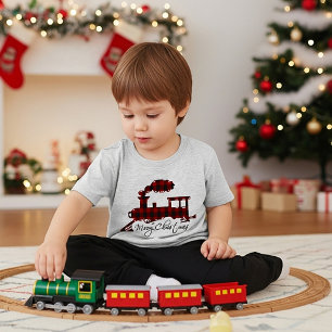 Kariertes Zug Frohe Weihnachten Kleinkind T-shirt