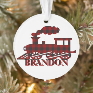 Kariertes Zug personalisiert  Ornament