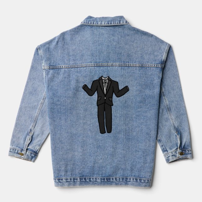 Karikatur Anzug dunkelgrau  Jeansjacke (Rückseite)