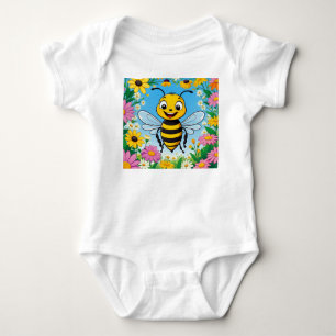 Karikatur Biene Bunte Blumen Baby Strampler
