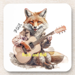 Karikatur Cartoon Animal Fox A musical Beverage C Getränkeuntersetzer