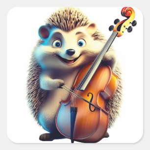 Karikatur, Cartoon, Illustration Eine Musik Quadratischer Aufkleber