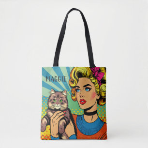 Karikatur Comic Pop Art Frauen und Katze Personali