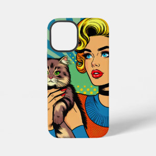 Karikatur Comic Pop Art Frauen und Katze Personali iPhone 12 Mini Hülle