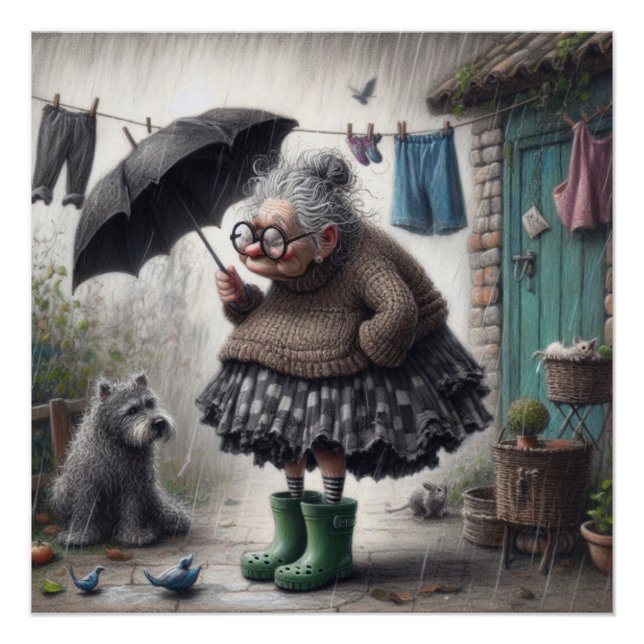 Karikatur der alten Dame Poster (Vorderseite)