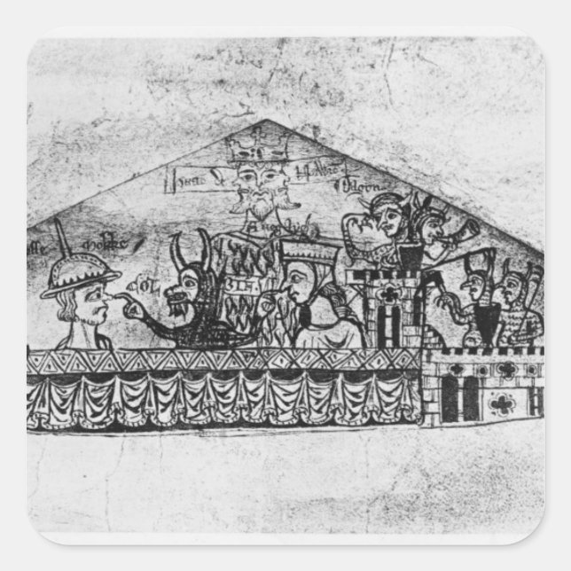 Karikatur der englischen Juden aus einer Haggada Quadratischer Aufkleber (Vorderseite)