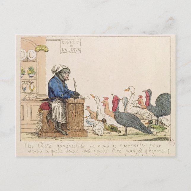 Karikatur der Notariatsversammlung Postkarte (Vorderseite)