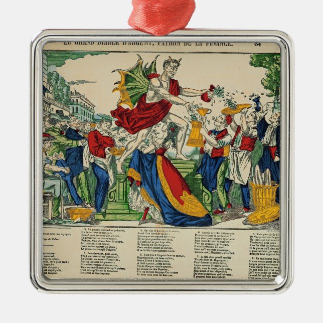 Karikatur des Dämons Geldes, 1860 Silbernes Ornament (Vorne)