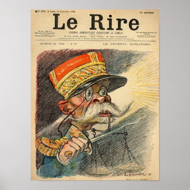 Karikatur des General Zurlinden Poster (Vorne)