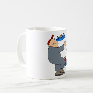 Karikatur eines Klempners, der einen Warmwassersys Kaffeetasse