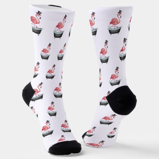 Karikatur-Flamingo-Muster Socken (Gewinkelt)